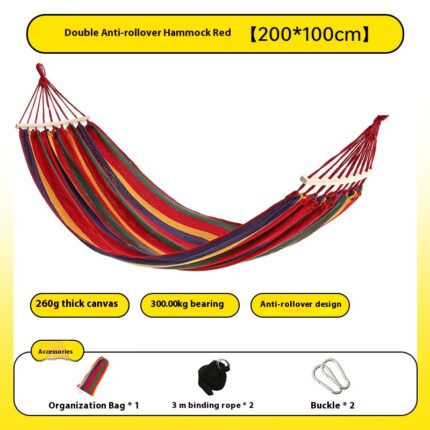 Outdoor Camping Hammock – Extra Wide & Durable Canvas Hanging Bed (Rainbow Color, 200x100cm )