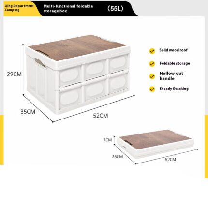 Foldable Storage Box for Outdoor Camping, Home, and Car Use – Large Capacity Organizer(White,Capacity:55L)