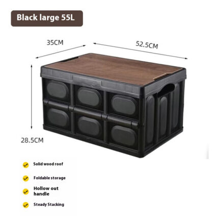 Foldable Storage Box for Outdoor Camping, Home, and Car Use – Large Capacity Organizer(Black,Capacity:55L)