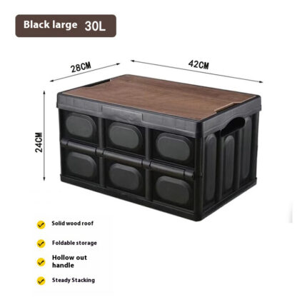 Foldable Storage Box for Outdoor Camping, Home, and Car Use – Large Capacity Organizer(Black,Capacity:30L)